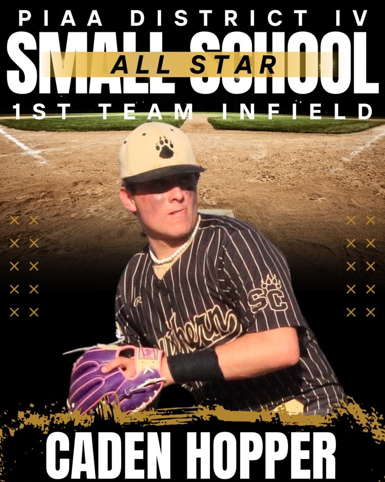 PIAA ⚾️District IV Small School All-Star 1st Team Selection: Congrats Caden Hooper on a great season!