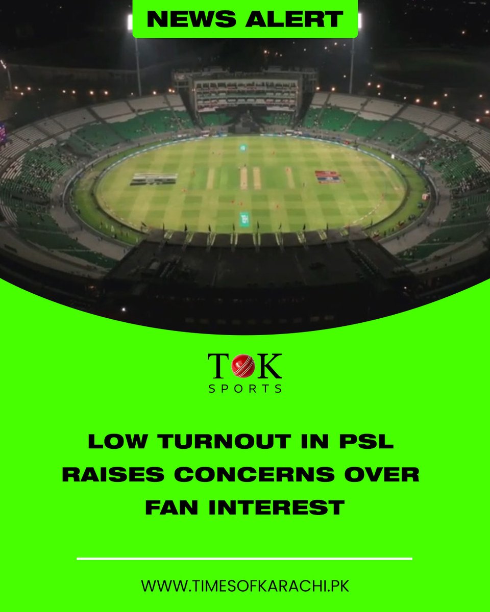 TOKCityOfLights's tweet photo. After Lahore Qalandars’ match against Karachi Kings in Eliminator 1, the Gaddafi stadium once again saw a low turnout during Eliminator 2 between Lahore Qalandars and Islamabad United.
Details: https://t.co/kxn1YQ80jj
#TOKAlert #PSL2025 #EmptyStadiums #LahoreCricket https://t.co/sNYabPXaZb