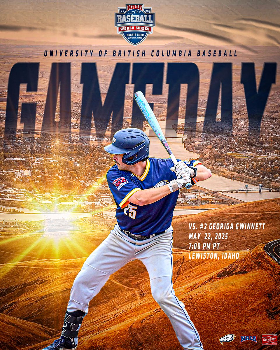 ubc_baseball's tweet image. It’s time for the 2025 NAIA World Series. Our first game is tonight scheduled at 7PM PT.
Livestream will be available all weekend, free to watch! Link is in our bio.
Stay tuned for scheduling updates.
🆚 #2 Georgia Gwinnett
🕰️ 7:00PM PT
📍 Lewiston, Idaho
#GOBIRDSGO