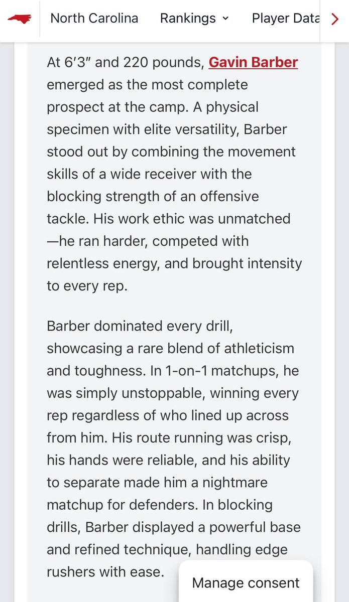 GavinBarber2026's tweet image. Thank you to @PrepRedzoneNC for the write up and @CoachesCombines for giving me the chance to prove myself once again at another showcase‼️
@CoachZMayo @Mooresville_FB @mfarrellsports @pepman704
