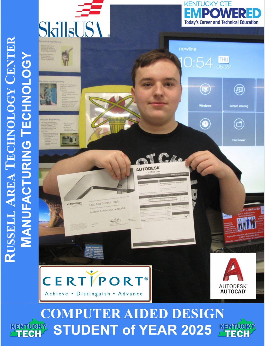 Way to close on a high note congratulations to Coleman for his success in Mr. Parsons Computer Aided Drafting Program. <a href="/russellind/">Russell Independent</a> <a href="/KY_CTE/">Kentucky Office of Career and Technical Education</a>