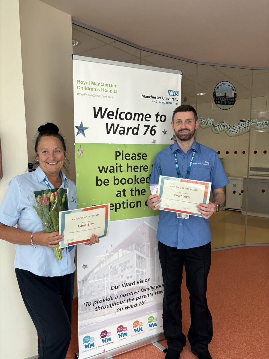 Congratulations our Employees of the month Lynne and Peter. Both have demonstrated amazing resilience whilst working under pressure to offer a smooth admissions service to the ward. A small token to recognise their valuable contribution to the team #ward76superstars