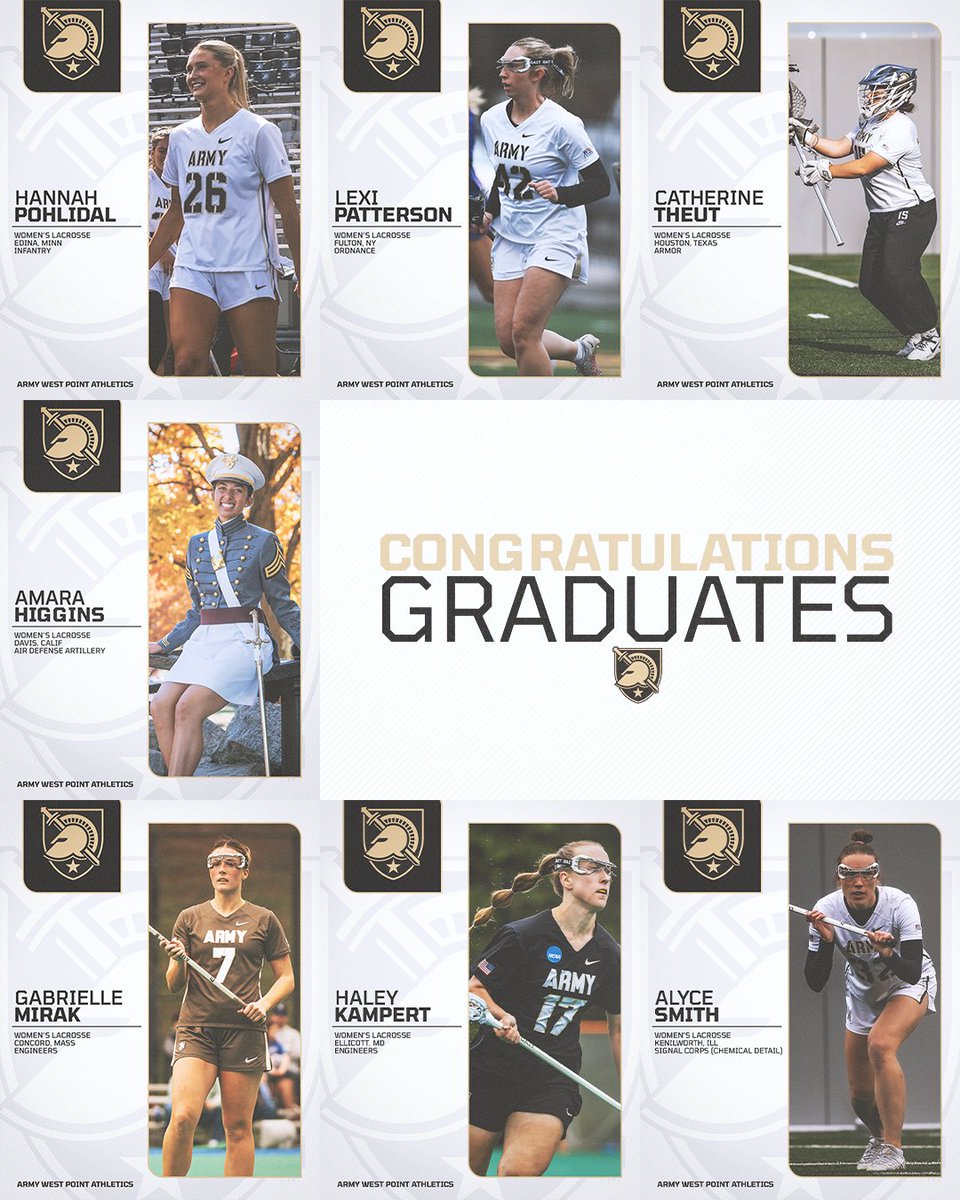 ArmyWP_WLax's tweet image. It's Graduation Week and we'd like to take a moment to thank our wonderful firsties for their incredible contributions to our program and wish them luck as they embark on their careers!
Congratulations Amara, Haley, Gabrielle, Lexi, Hannah, Alyce, and Catherine!
#GoArmy
