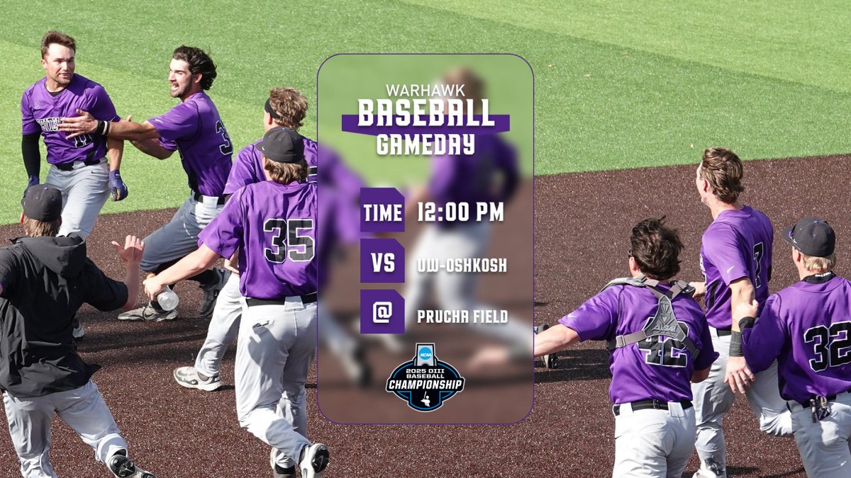 Warhawks vs Titans. The #d3b Super Regional begins today

📅: May 23rd
🕖: 12 PM
📍: Prucha Field at Jim Miller Stadium
🆚: UW-Oshkosh
📺: wiacnetwork.com/whitewater
📊: uwwsports.com/sidearmstats/b…