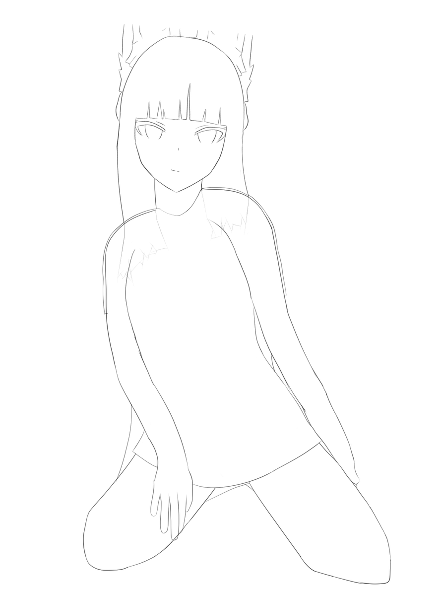 mortismint's tweet image. Rough sketch of Miyabi from ZZZ.. but we getting somewhere. :D Still much to change tho (also ignore the hands and the right leg.. please..)