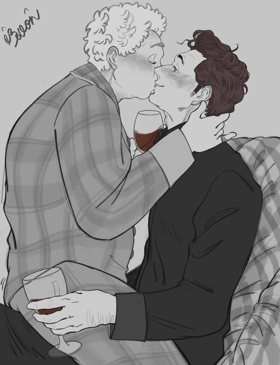 meow_st0815's tweet photo. 今日はキスの日だそうで💋
#GoodOmensFanArt https://t.co/9QwTtyI4Wy