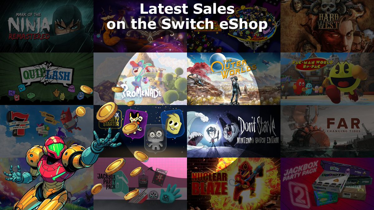 NindieSpotlight's tweet photo. Check out 48 new AAA and #IndieGames on sale today for #NintendoSwitch: #NuclearBlaze, #MarkoftheNinjaRemastered, #TheJackboxPartyPack2, #TheJackboxPartyStarter, #TheJackboxPartyPack7, #Promenade, #PACMANMUSEUM, and more!

https://t.co/t7wN7G6s55 https://t.co/bm0fjSyxyr