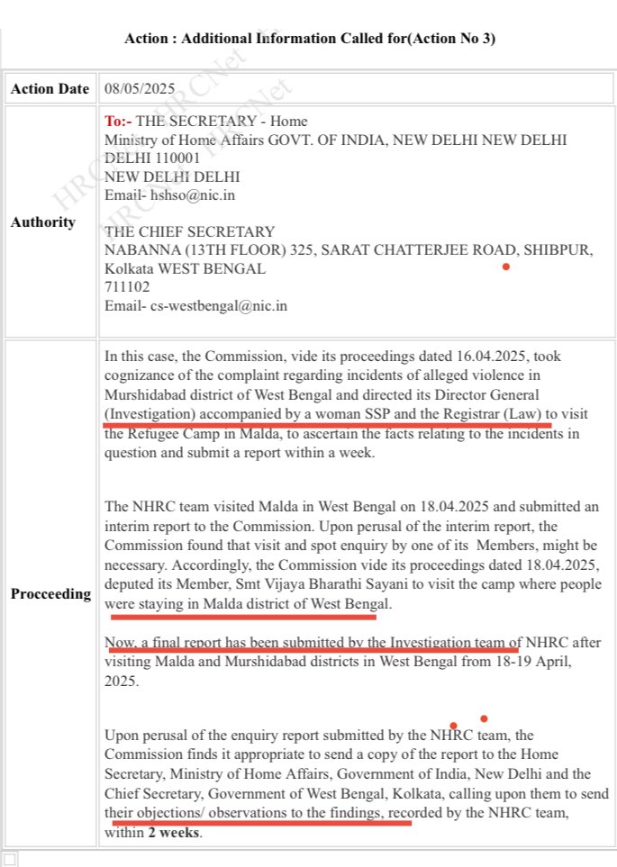 Alakh Alok Srivastava (@advocate_alakh) on Twitter photo Pursuant to my complaint, 2 NHRC teams had visited #Malda & #Murshidabad
Apparently, grave #HinduHumanRight violations were found.
However, Final NHRC report was not supplied to me.
<a href="/India_NHRC/">NHRC India</a> must release its report & let the world know about the sad plight of WB #Hindus Pursuant to my complaint, 2 NHRC teams had visited #Malda & #Murshidabad
Apparently, grave #HinduHumanRight violations were found.
However, Final NHRC report was not supplied to me.
<a href="/India_NHRC/">NHRC India</a> must release its report & let the world know about the sad plight of WB #Hindus