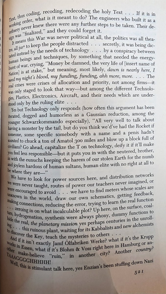 travelstoriesyt's tweet image. Seems pretty relevant.
"It means this War was never political at all, the politics was all theatre, all just to keep the people distracted... secretly, it was being dictated instead by the needs of technology... by a conspiracy been human beings and techniques..."