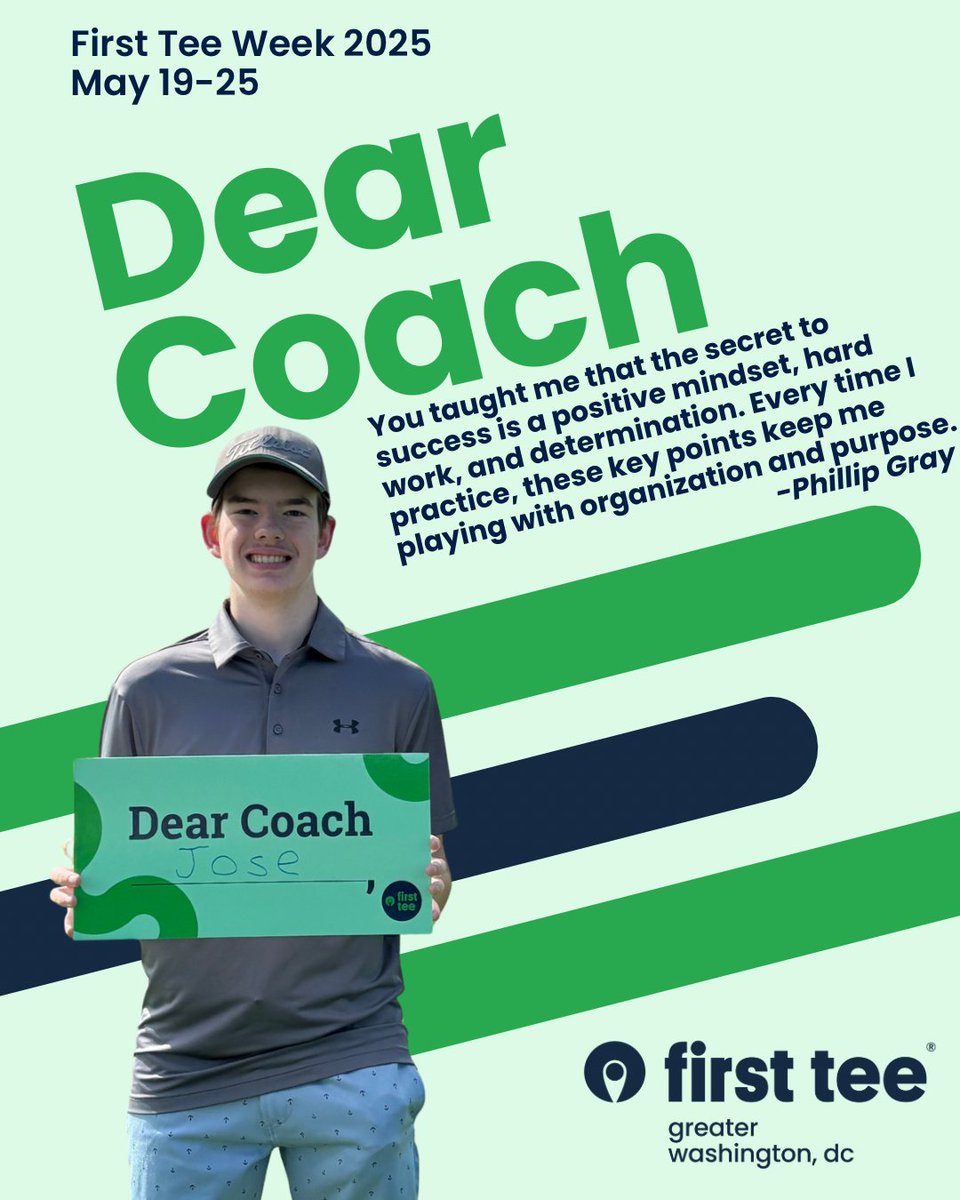 Caleb, Skyler, Josey, &amp; Phillip now take the time to thank Coaches Jose, Roger and Katie for helping them through their golf and life journeys. 

#BuildingGamechangers #FirstTeeWeek #DearCoach
