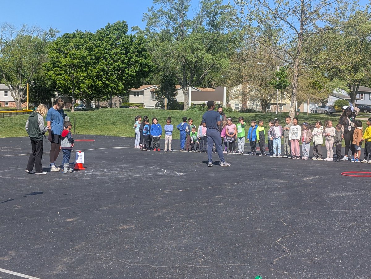 BG Lacrosse and Football team working the field day at Kilmer Elementary today.  I think our kids are having as much fun as the little ones.  #212together