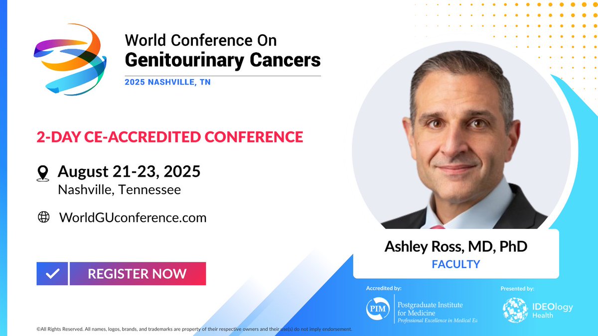 World GU Conference (@guconference) on Twitter photo We’re thrilled to welcome Dr. <a href="/ashleyrossmdphd/">Ashley Ross MD PhD</a> to the esteemed #WorldGU25 faculty! A national leader in prostate cancer research. Join us Aug 21–23 for this #CE-accredited conference in the Music City - Nashville, TN. Time to register: hubs.la/Q03n8z-M0
#ProstateCancer #CME We’re thrilled to welcome Dr. <a href="/ashleyrossmdphd/">Ashley Ross MD PhD</a> to the esteemed #WorldGU25 faculty! A national leader in prostate cancer research. Join us Aug 21–23 for this #CE-accredited conference in the Music City - Nashville, TN. Time to register: hubs.la/Q03n8z-M0
#ProstateCancer #CME