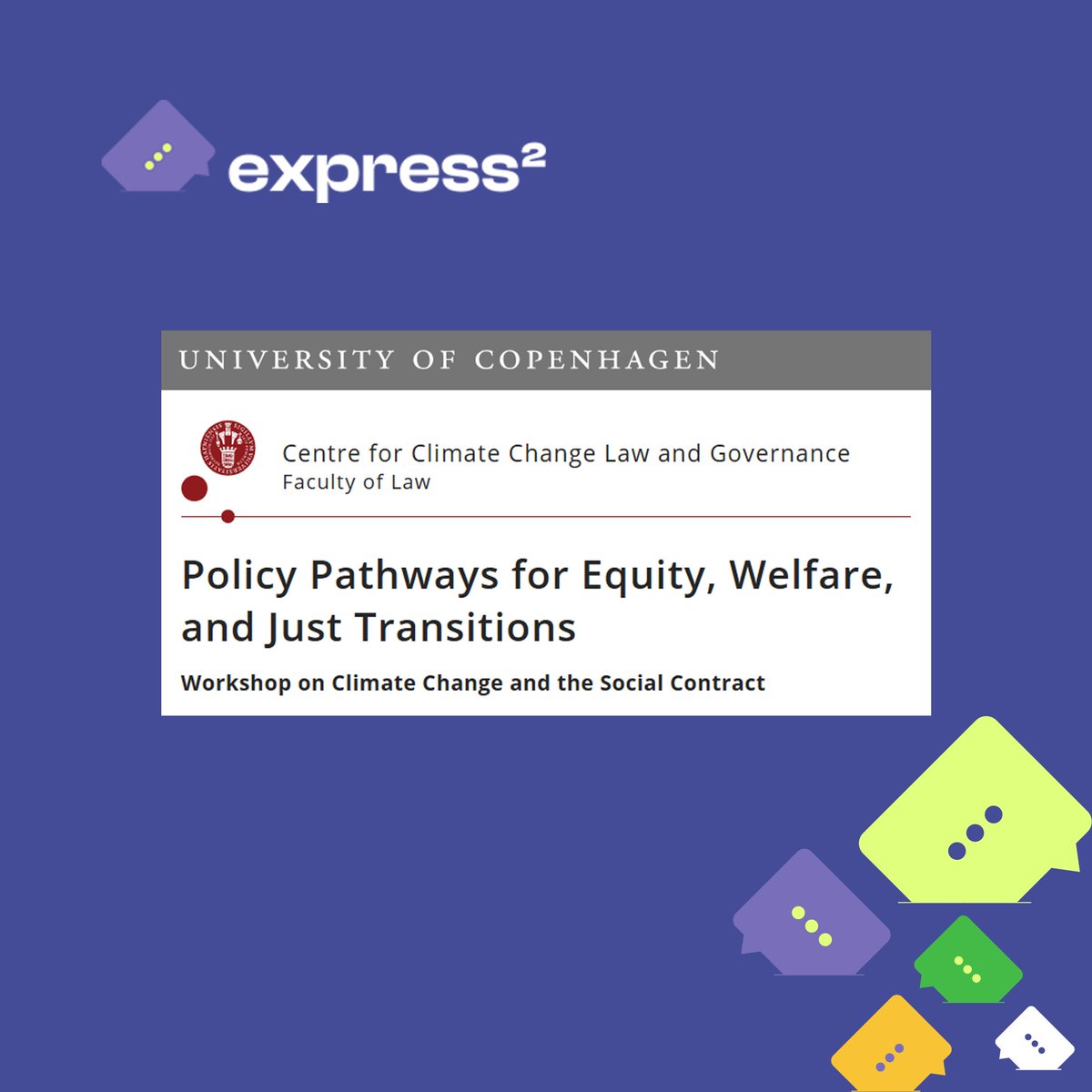 Express2project (@express2eu) on Twitter photo 🌱Next Monday #May26 at 10h join the #online #workshop hosted by #CLIMA <a href="/koebenhavns_uni/">Københavns Uni</a> <a href="/jura_ku/">Det Juridiske Fakultet</a>: 'Policy Pathways for Equity, Welfare & Just Transitions'.
📢A key event for #climate & #socialcontract thinkers.
✅#Register now: jura.ku.dk/clima/calendar…
#climatechange #governance 🌱Next Monday #May26 at 10h join the #online #workshop hosted by #CLIMA <a href="/koebenhavns_uni/">Københavns Uni</a> <a href="/jura_ku/">Det Juridiske Fakultet</a>: 'Policy Pathways for Equity, Welfare & Just Transitions'.
📢A key event for #climate & #socialcontract thinkers.
✅#Register now: jura.ku.dk/clima/calendar…
#climatechange #governance