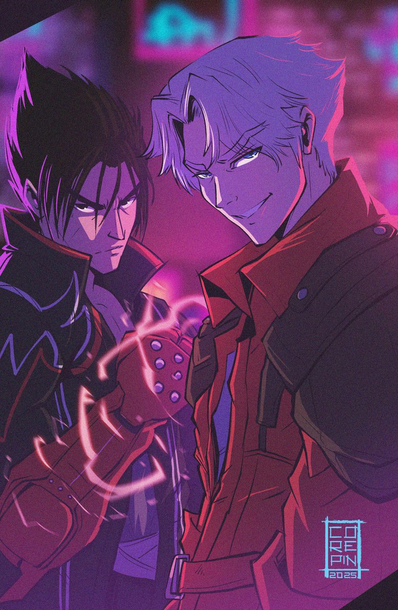 princecorepin's tweet image. The DEVILS! Jin Kazama x Dante. Tekken x Devil May cry crossover Fan art! #tekken #devilmaycry #jinkazama #dante #art #fanart #anime #crossover