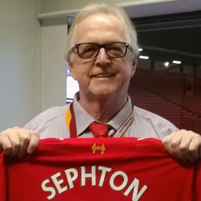 LFC's tweet photo. Liverpool Football Club can confirm George Sephton, affectionately known as 'The Voice of Anfield', will step down at the end of the season after more than five decades as stadium announcer. 🎙️

Enjoy your retirement, George ❤️