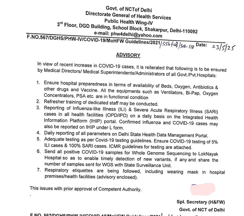 MeghUpdates's tweet photo. 🚨 BREAKING NOW

Delhi BJP govt issues advisory regarding Corona.

— Instructions issued to ensure availability of beds, oxygen and medicines in hospitals. https://t.co/T2QEgaBpkZ