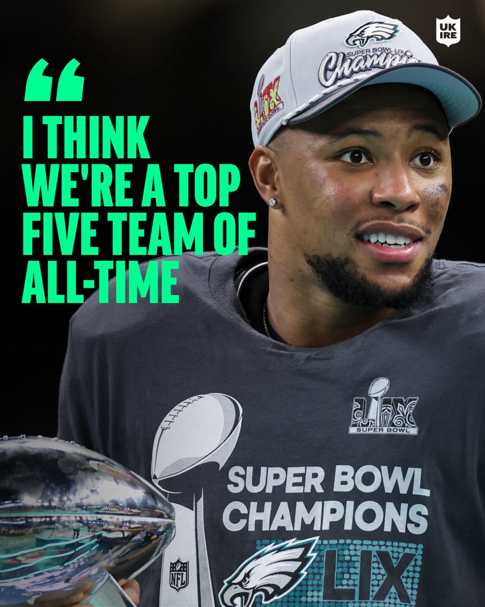 NFL UK & Ireland (@nflukire) on Twitter photo Saquon Barkley thinks the 2024 <a href="/Eagles/">Philadelphia Eagles</a> were one of the greatest NFL teams ever!
What do we reckon? Saquon Barkley thinks the 2024 <a href="/Eagles/">Philadelphia Eagles</a> were one of the greatest NFL teams ever!
What do we reckon?