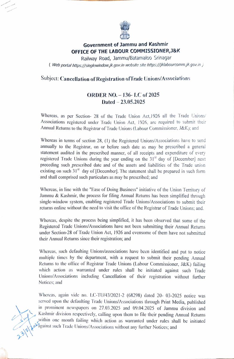 Labour Commissioner, J&K tweet media