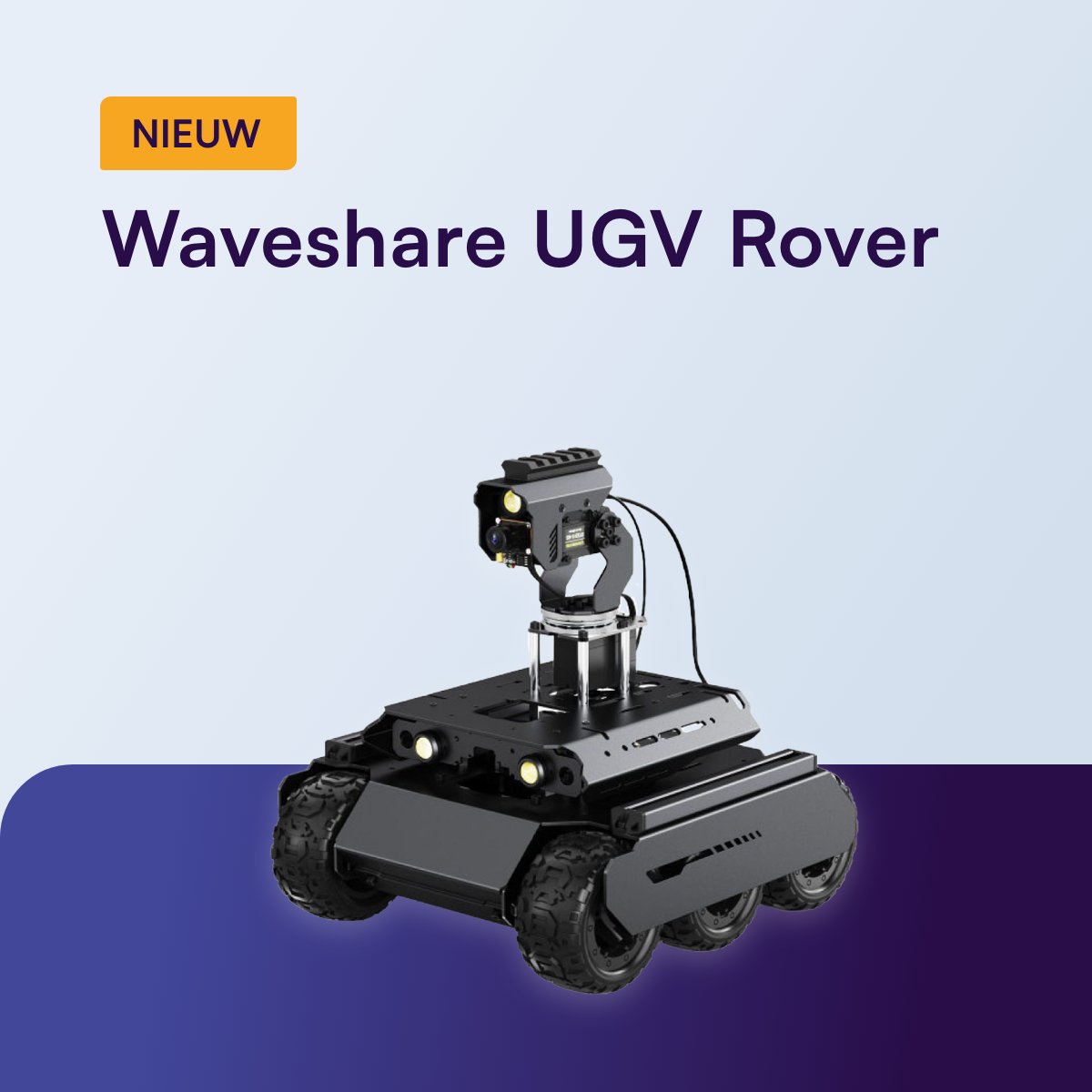 Nieuw: de Waveshare UGV Rover – een robuust 6-wielig robotplatform voor AI-projecten met de Raspberry Pi 5.
Voorzien van pan-tilt camera, webinterface en compatibel met ROS2 en Python.

Shop hem nu via: ow.ly/vuwT50VXPte
