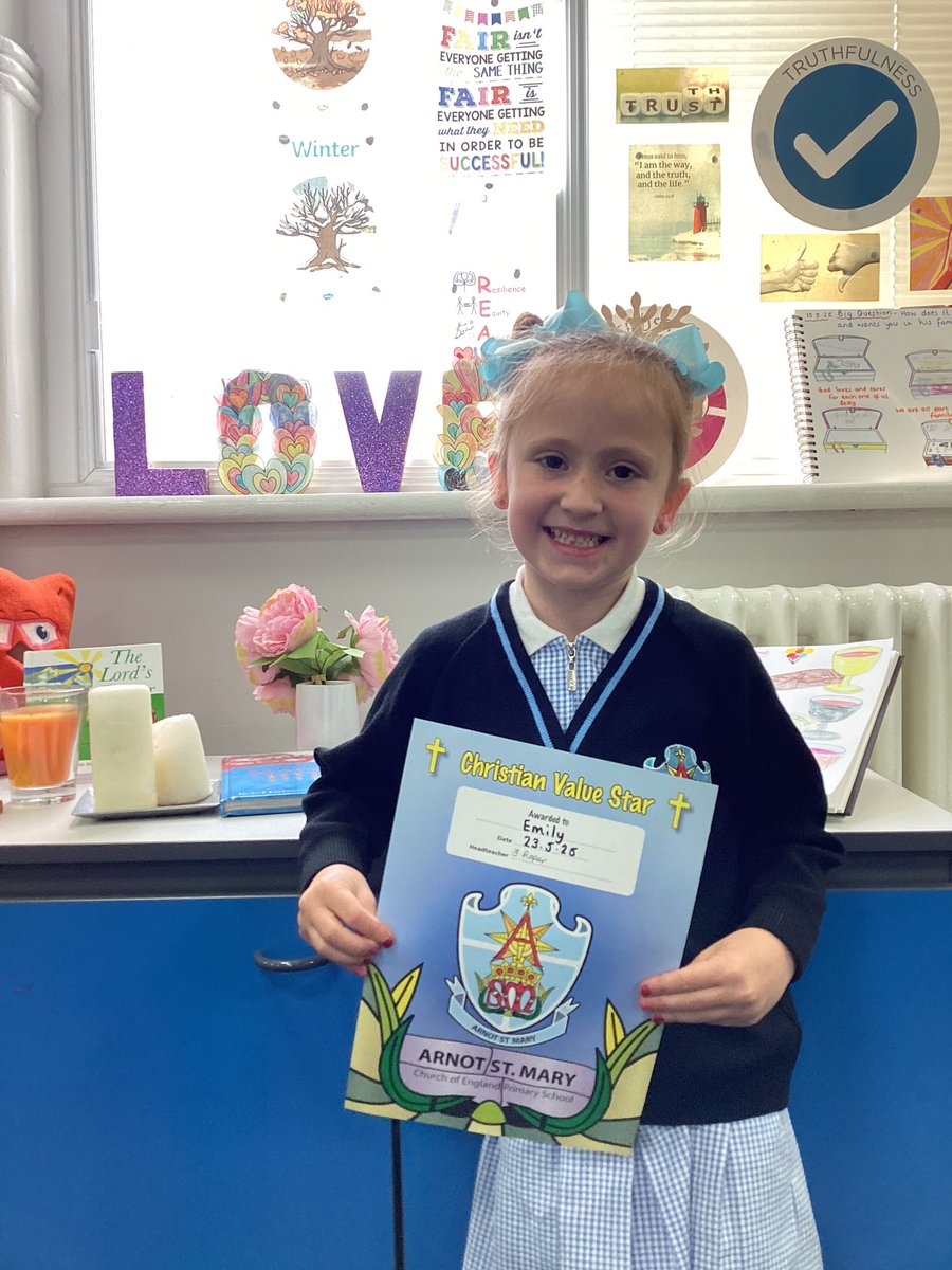 Our Christian Value Star for leading a truthful life- well done Emily 🌟