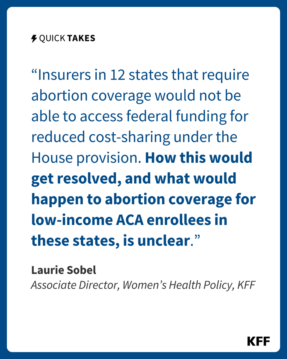 KFF (@kff) on Twitter photo ⚡ KFF’s <a href="/laurie_sobel/">Laurie Sobel</a> writes about how a provision in the House-passed reconciliation bill creates a clash between the federal and state laws in the 12 states that require abortion coverage. #QuickTake on.kff.org/4dyihPh ⚡ KFF’s <a href="/laurie_sobel/">Laurie Sobel</a> writes about how a provision in the House-passed reconciliation bill creates a clash between the federal and state laws in the 12 states that require abortion coverage. #QuickTake on.kff.org/4dyihPh
