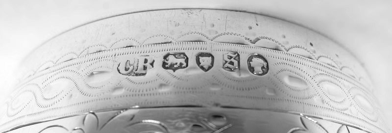 Sterling silver goblet by Charles Boyton, 1873. Ovoid bowl on knopped cylindrical stem; raised foot. Engraved garland frames (vacant) and exuberant leafing scrollwork. Guilloche and scalloped borders. Beading. Fully marked. Item#CB656

nelsonandnelsonantiques.com/items/1504165/…