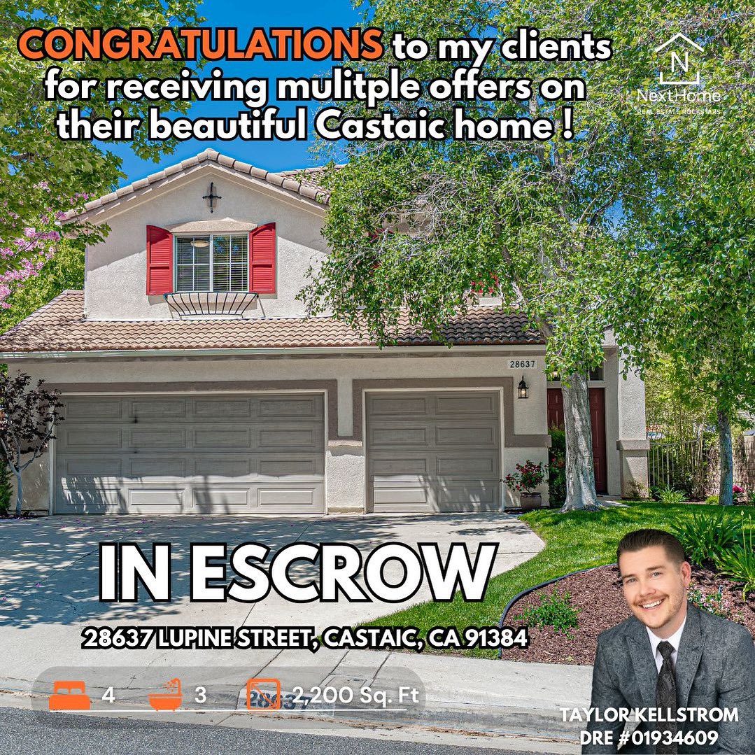 BOOM 💥 IN ESCROW‼️A huge congratulations to my clients for receiving multiple offers and accepting one over list price on their beautiful Castaic home! 🙌🏼🏠🔑