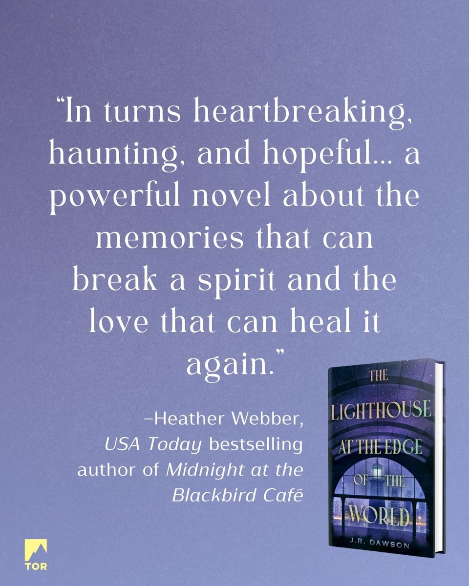 “In turns heartbreaking, haunting, and hopeful...a powerful novel about the memories that can break a spirit and the love that can heal it again." — Heather Webber, USA Today bestselling author of Midnight at the Blackbird Café

#TheLighthouseattheEdgeoftheWorld by <a href="/J_R_Dawson/">J.R. Dawson ✨⛴️ PREORDERS LIVE FOR LIGHTHOUSE 🍉</a> is