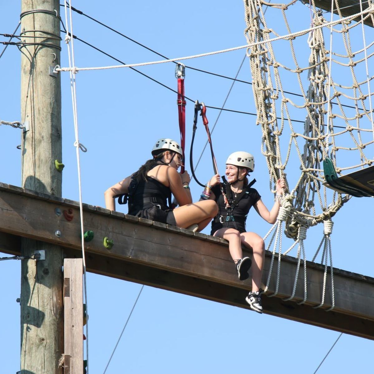 #FunFriday vibes are sky high—literally! At Muskoka Woods, challenge by choice means discovering courage you didn’t know you had—and doing it with a friend by your side. 
#MuskokaWoods #SummerCamp #OntarioCamps