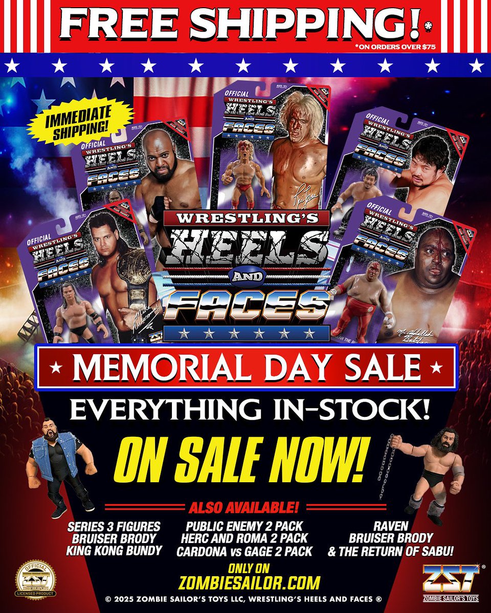 The Heels and Faces Memorial Day sale starts NOW!

Series 4 purple cards - for the first time ever are IN-STOCK and ready to go!

EVERY.FIGURE. on the site is IN-STOCK!

and the best part…
FREE SHIPPING on orders $75+ (U.S.)

No waiting, no pre-orders.

Zombiesailor.com
