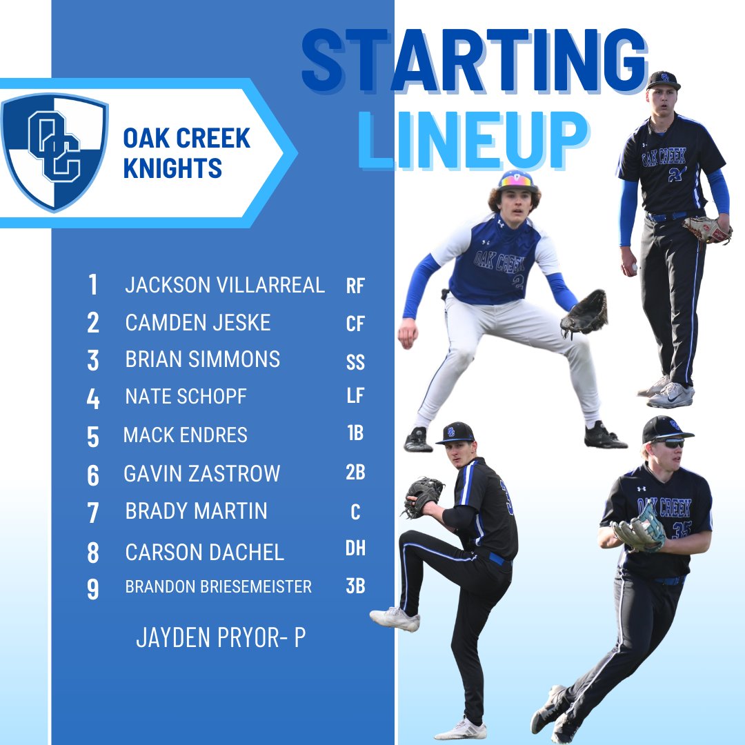 SENIOR NIGHT!
Join us at 3:50pm tonight as we recognize our 4 Seniors prior to the first pitch:  Brandon Briesemeister, Ryan Buchta, Ben Mills, and Nate Schopf.  The Knights (15-4) then take on Bradford in a doubleheader beginning at 4pm.  #workwins