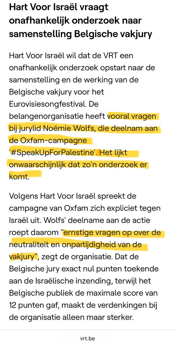 MeriTyping's tweet photo. Wat fijn om te zien dat de EBU wél onderzoek doet naar de televoting, maar weigert om naar de vakjury te kijken, terwijl die overduidelijk een pro-Palestina-agenda heeft. Een jurylid als de Belgische Noémie Wolfs doet niet eens moeite om haar activisme te verbergen. En ondertussen is een jong meisje dat het onvoorstelbare heeft overleefd, het mikpunt van een internationale heksenjacht. Ik word er letterlijk onpasselijk van.