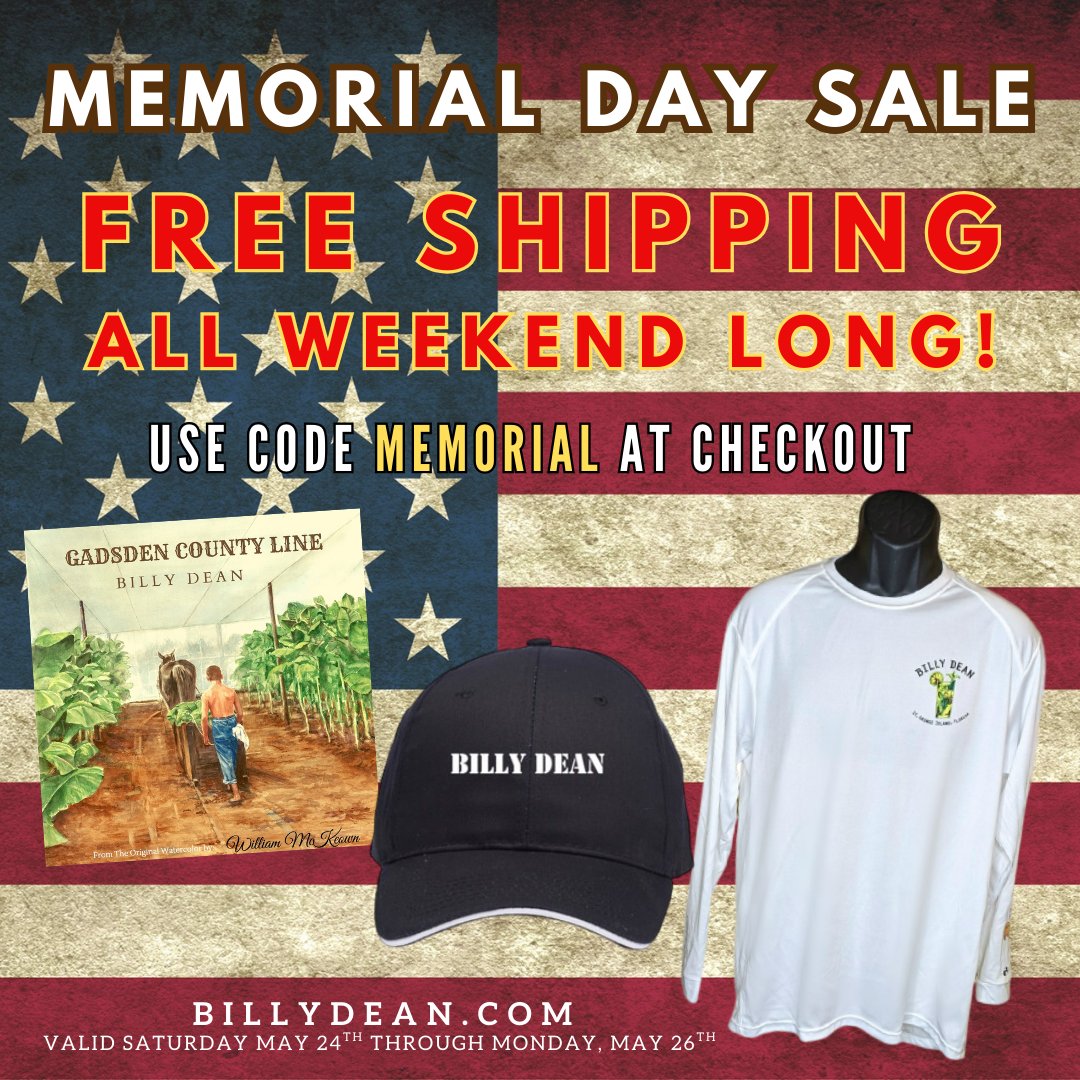 Honor &amp; save! Discover exclusive deals during our Memorial Day Sale.
billydean.com
May 24th -May 26th
#MemorialDay #Sale