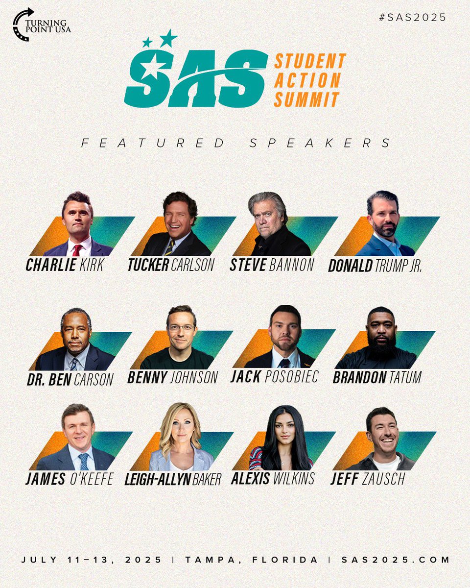 inselmann_m's tweet image. Don’t miss it!! 😎
Join @TPUSA for the Student Action Summit in Tampa, FL 🌴
Apply today: tpusa.com/sas
@tpusastudents @TPUSAEvents #sas2025