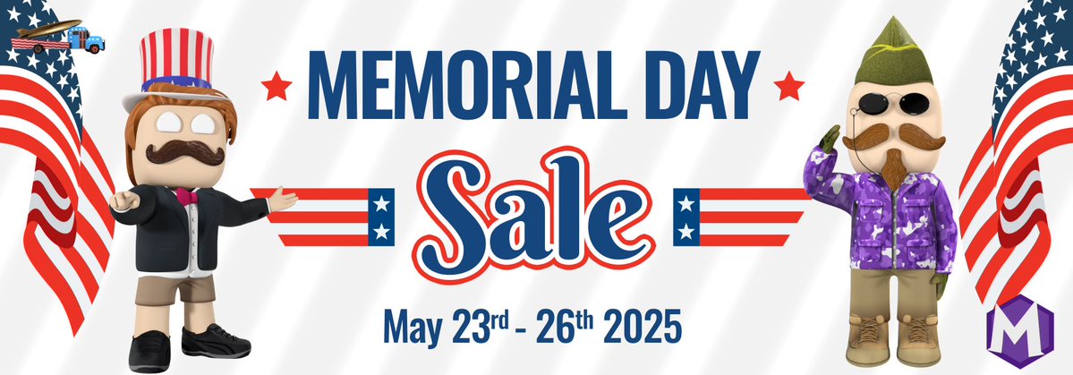 meshcaid's tweet photo. 🔥 Meshcaid's #MemorialDaySale is LIVE! 🔥Score the FREE Elder Gentleman's Mustache &amp; up to 100% off 21 items from May 23rd - May 26th! New deals drop regularly, so keep checking back!

https://t.co/M7HJAZOKJn

#Meshcaid #Gaming #MMO #Sandbox #F2P #Sale #Videogames #Customization https://t.co/AeTMrt8Fs5