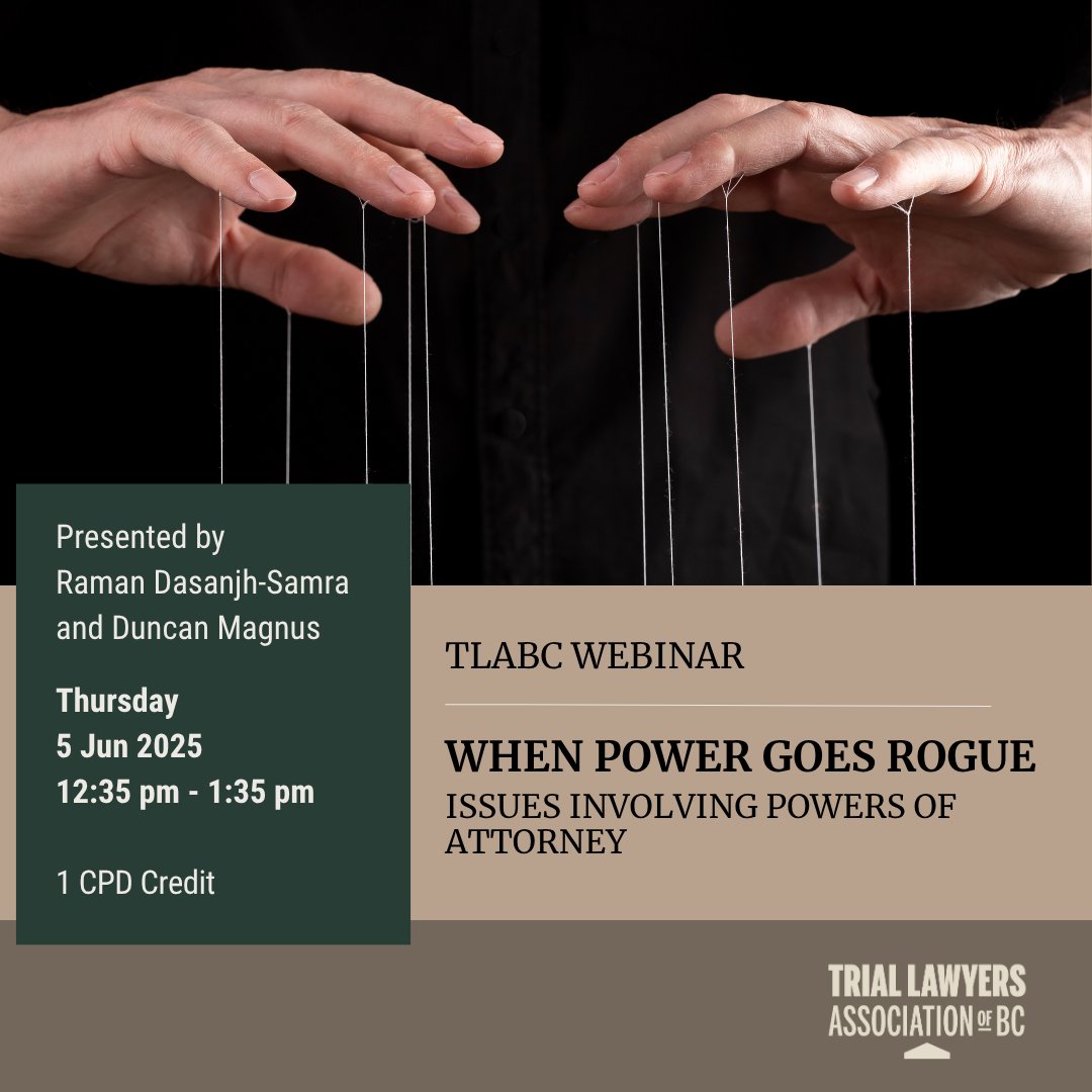 What do you do when there is suspicion that the power of attorney is misusing their authority? In this webinar, Raman Dasanjh-Samra and Duncan Magnus will walk through common issues in litigation concerning improper actions by a POA. Register to attend on Thu 5 June