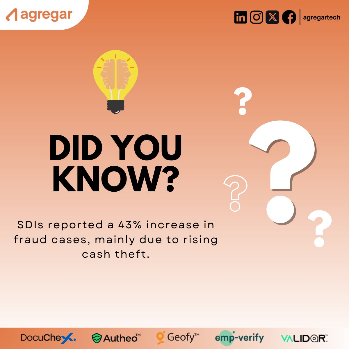 Agregartech's tweet photo. Did you know...
SDIs reported a 43% increase in #fraud cases, mainly due to rising cash theft (Bank of Ghana’s 2024 SDIs & PSPs Fraud Report)
Contact us to learn how our solutions can help you mitigate fraud effectively.
#BankFraudGhana #DigitalKYC #SDIFraud #AgregarTech https://t.co/puX2p87H8K
