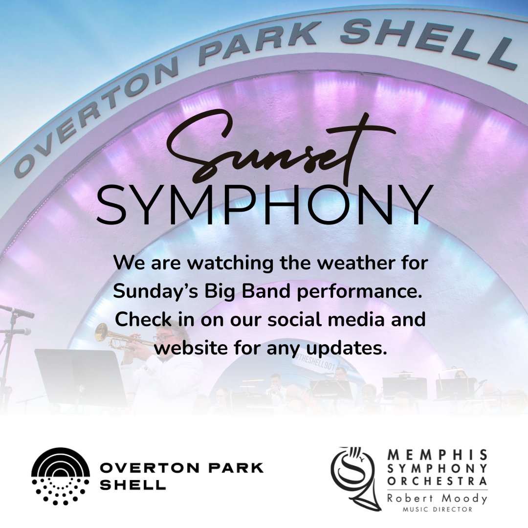 We look forward to seeing you Sunday at the Overton Park Shell. 

We are watching the weather. Check in on our social media and website for any updates.