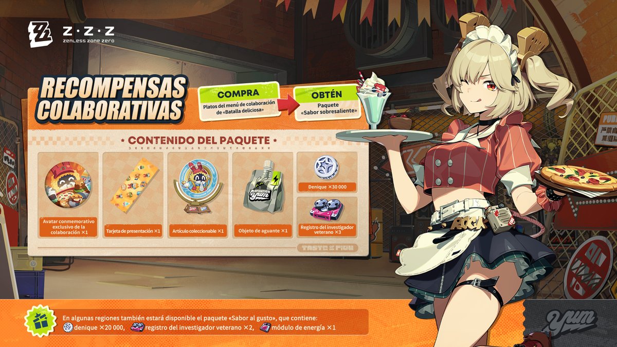 ZZZ_ES's tweet image. ¿Nah ñoo? (¿Tienes hambre?)
¡Nueva Eridu celebrará su primer evento global «Batalla deliciosa» durante la versión 2.0! ¡Anby, Burnice y Fritobú te darán la bienvenida!

¡Pulsa la imagen de abajo para descubrir cómo obtener delicias y canjear el paquete exclusivo de la…