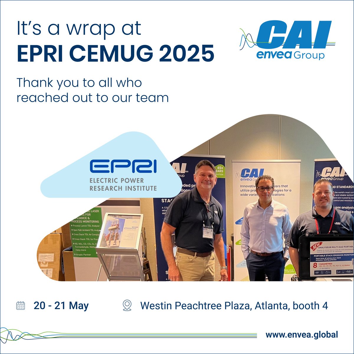 Thank you #CEMUG2025 for a fantastic event. If you missed CAI ENVEA Group and their demonstration of our MIR9000P, reach out on our website: envea.global/contact-us/?ut…

Keep an eye on our socials for where we’ll be next! See you next time 👋