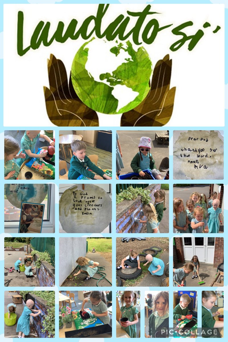 Miss_Owen_'s tweet photo. This week, Reception have been helping to “fix our common home” for #StBedesWeek they have been painting with watercolours, cleaning our outdoor space, pulling weeds, and writing their own prayers #SJSBRE #LaudatoSi @StJosephStBede @STOC_CAT https://t.co/JjldJjBzJJ