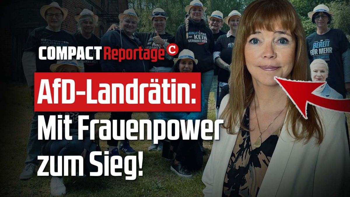 Die #AfD hat für Frauen nichts übrig? Darüber kann Inken Arndt nur lachen! Die Unternehmerin hat am Sonntag gute Chance in Vorpommern-Greifswald zur ersten blauen Landrätin gewählt zu werden. #COMPACT hat ihren Wahlkampf dokumentiert.

compact-online.de/afd-landraetin…