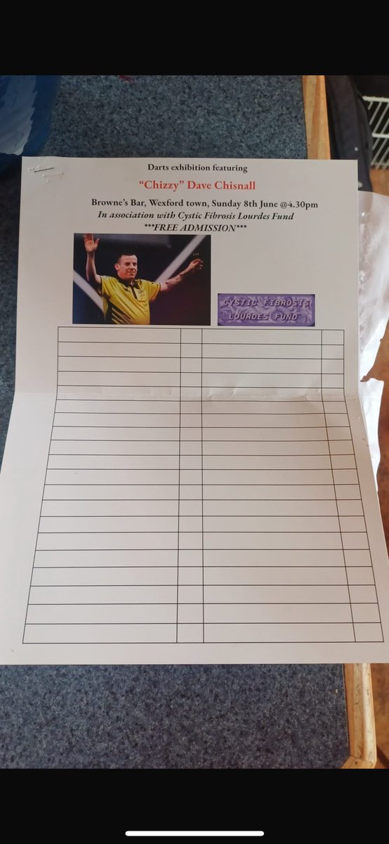 I’ll be playing Chizzy <a href="/ChizzyChisnall/">Dave Chisnall</a> on the 8th of June all proceeds go to Cystic Fibrosis. If anyone would like to donate they can give me a text or Revolut me at revolut.me/oisin1ypl. Thanks 🎯🎯