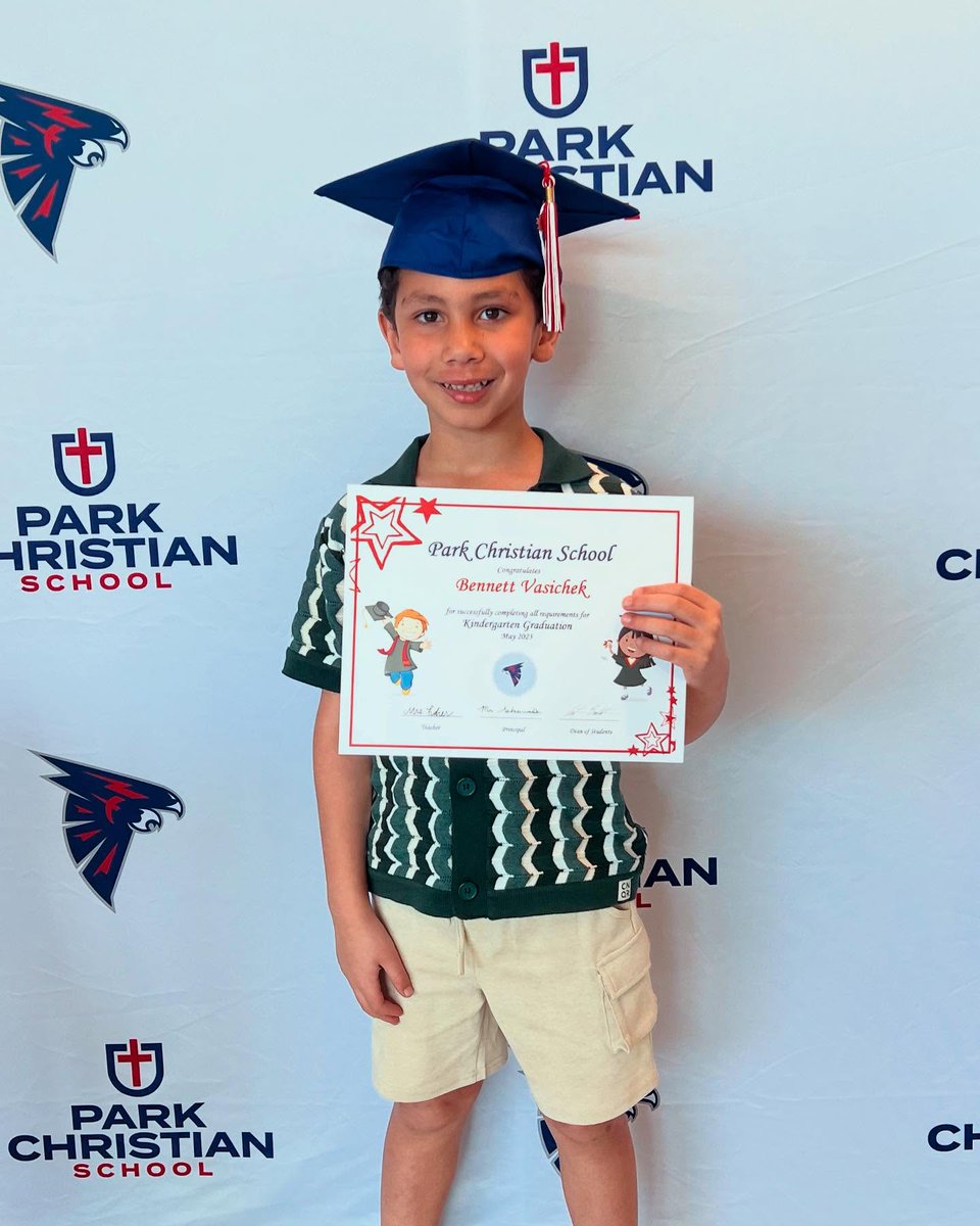 Elevatefinance's tweet photo. Proud Dad moment!! Bennett Vasichek graduated from Kindergarten at Park Christian School yesterday. So proud and cannot wait to watch him grow as a first grader! 🧑‍🎓🧑‍🎓 https://t.co/IIcrRi6gFg