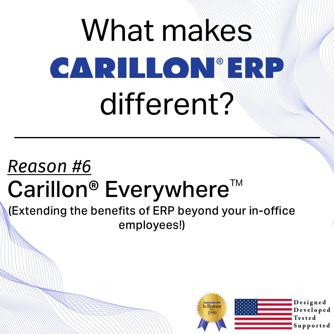 Carillon® Everywhere™ isn’t just for in-office employees—it’s designed for everyone!  💻📱 
Learn more today!
Call Isabella at 972-454-4573

#CarillonEverywhere #ConnectedBusiness #ERPForEveryone