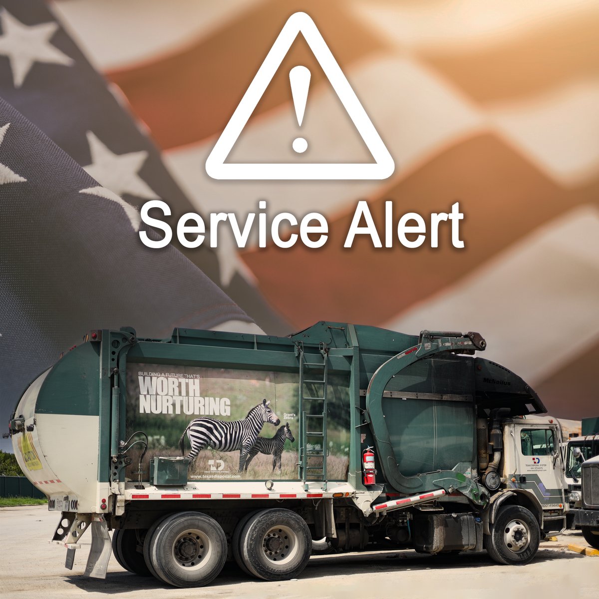 TDS is operating as usual on Memorial Day. Place your containers out for service at their usual time. Our landfill and transfer stations will be open regular hours with the exception of Eco Depot which will be closed. Customer Care team will be operating from 8 a.m. - 12 p.m.