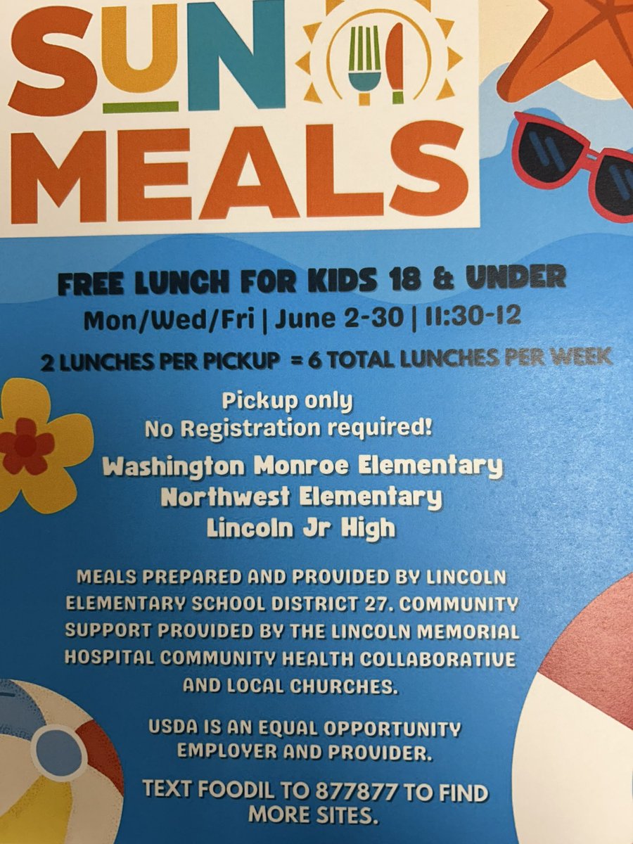 Free Summer Meals beginning June 2nd!