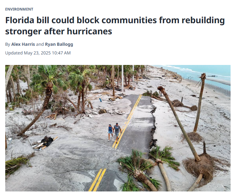 A Florida bill that slashes red tape for hurricane recovery efforts also has some provisions that local govs say will make it more difficult to rebuild stronger -- and higher -- after a hurricane. 

With <a href="/RBallogg/">Ryan Ballogg</a>, who's been watching this already unfold in Manatee