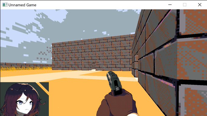 労力少なめにおレトロな見た目のFPSにできないかと思ってSLK img2pixel触ってみたけど、これはなんか元の絵の時点でもう少し工夫が必要かもしれない 