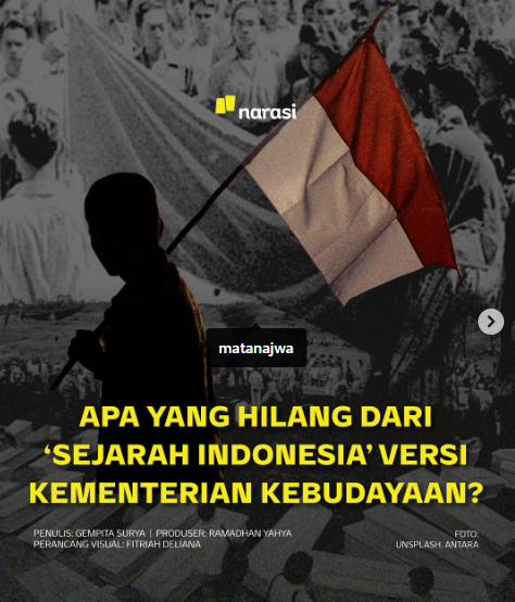 INI GILA BANGET
Beberapa peristiwa sejarah yg akan dihilangkan

~ Konggres Perempuan 1928
~ Pemberontakan PRRI
~ Pembantaian Massal 65-66
~ Penembakan Misterius (Petrus)
~ Penghilangan paksa aktivis 97-98
~ Tragedi Trisakti dan Semanggi
~ Tragedi Mei 98
